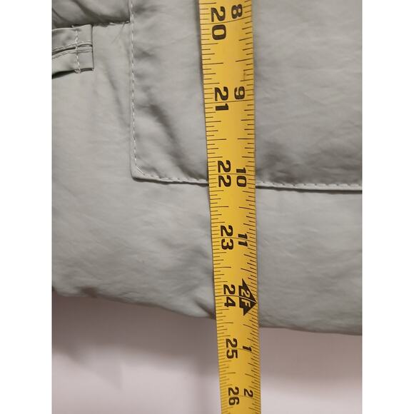 Quilted Puffer Cropped Jacket Sz M Light Sage Green Toggle Buttons Fleece Collar - Picture 15 of 16